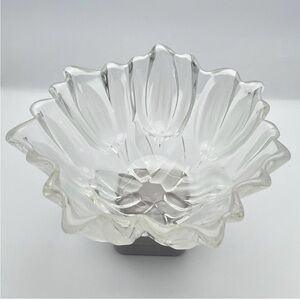 Vintage Mikasa Walther Sylvia Tulip Frosted Crystal Bowl 7” Germany Floral Glass